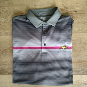Masters Tech Masters Golf Polo Shirt Grey Stripe L